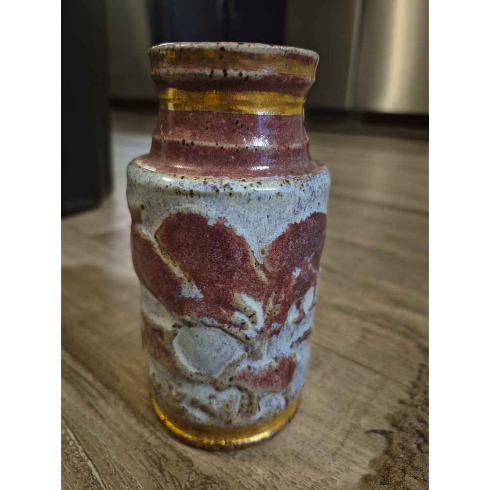 Vintage Handcrafted Studio Pottery Art Vase W Rustic‎ Glaze  Small
